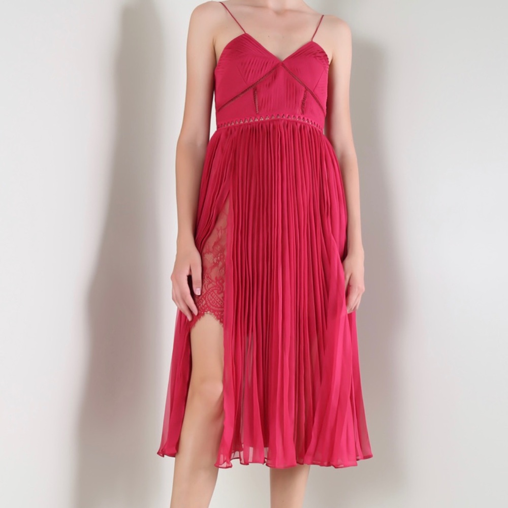 Self portrait pink chiffon dress